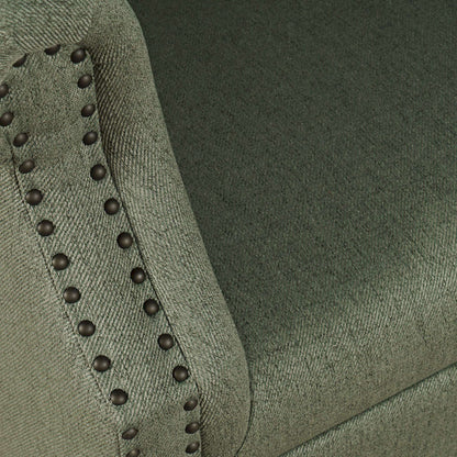Jofran - Lily Transitional Contemporary Upholstered Barrel Curved Back Accent Chair with Nailhead Trim, Sage - LILY-CH-SAGE view 6