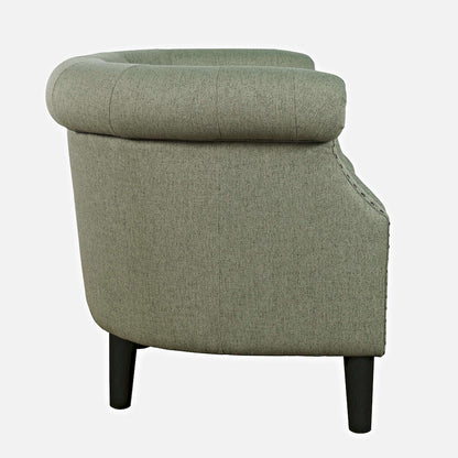 Jofran - Lily Transitional Contemporary Upholstered Barrel Curved Back Accent Chair with Nailhead Trim, Sage - LILY-CH-SAGE view 7