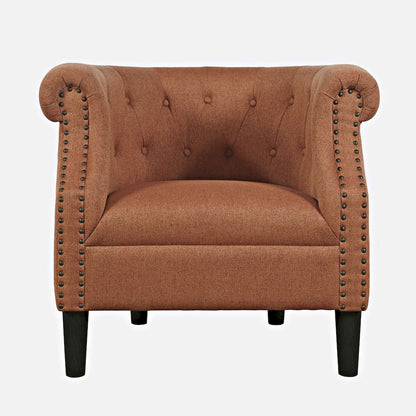 Jofran - Lily Transitional Contemporary Upholstered Barrel Curved Back Accent Chair with Nailhead Trim, Spice - LILY-CH-SPICE view 1