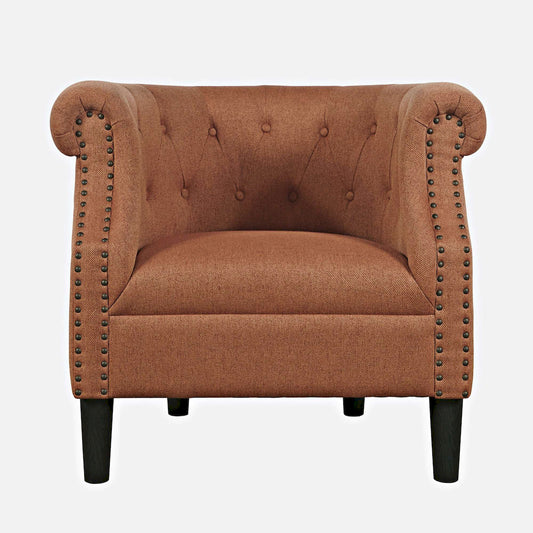Jofran - Lily Transitional Contemporary Upholstered Barrel Curved Back Accent Chair with Nailhead Trim, Spice - LILY-CH-SPICE view 1