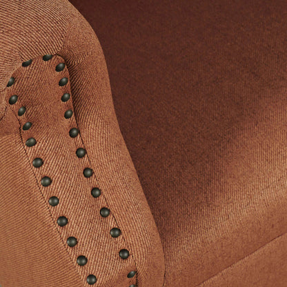 Jofran - Lily Transitional Contemporary Upholstered Barrel Curved Back Accent Chair with Nailhead Trim, Spice - LILY-CH-SPICE view 6
