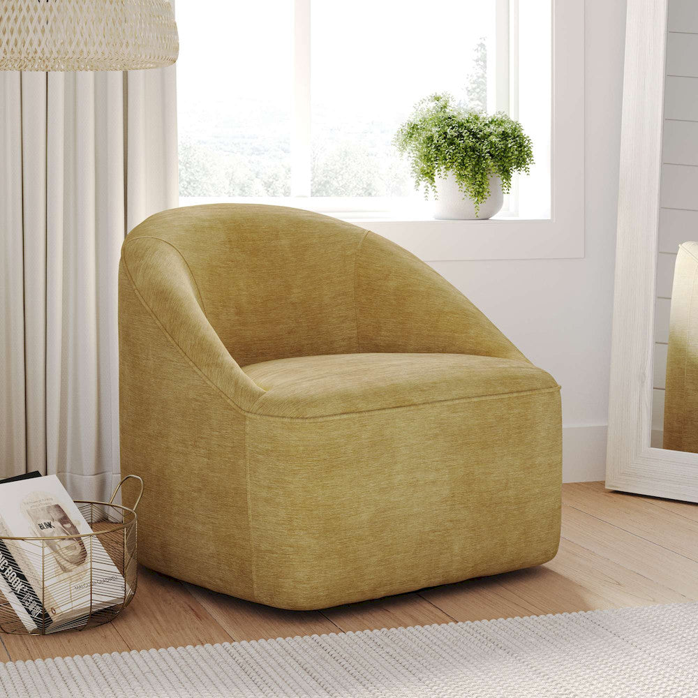 Jofran - Lulu Mid-Century Modern Upholstered Casual Swivel Accent Chair in Gold - LULU2-SW-GOLD view 11