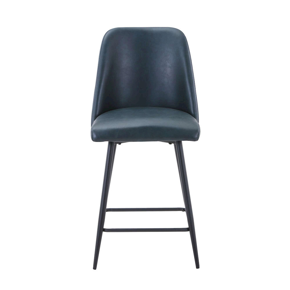 Jofran - Maddox Mid-Century Modern Faux Leather Upholstered Counter Height Barstool (Set of 2) Blueberry - 2271-MADDOXSTBLB view 1
