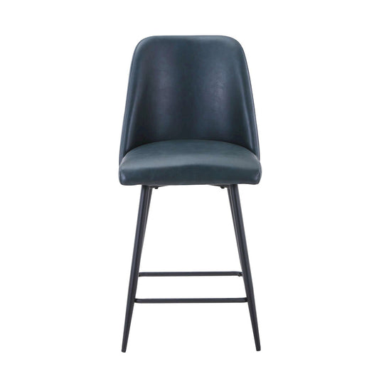 Jofran - Maddox Mid-Century Modern Faux Leather Upholstered Counter Height Barstool (Set of 2) Blueberry - 2271-MADDOXSTBLB view 1