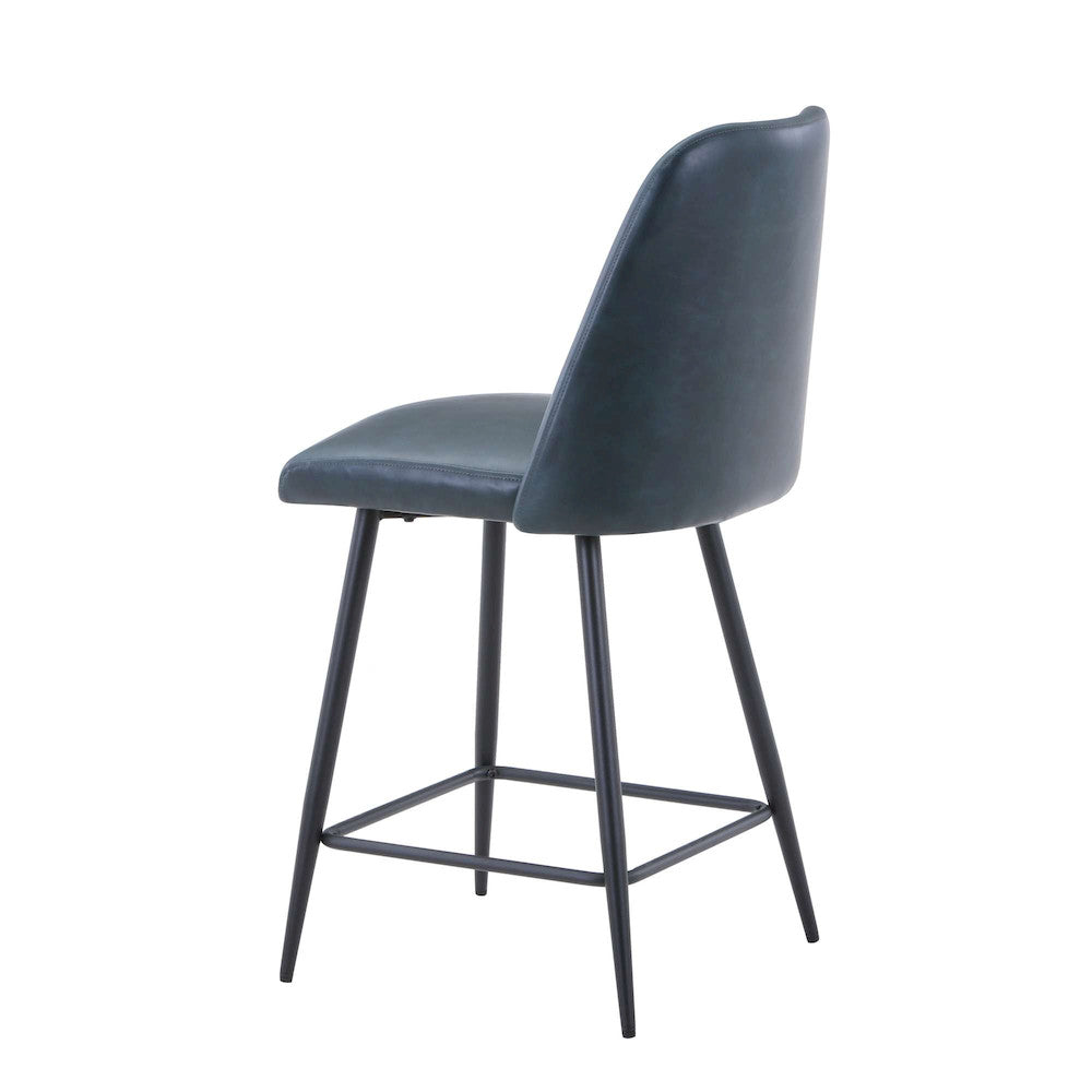 Jofran - Maddox Mid-Century Modern Faux Leather Upholstered Counter Height Barstool (Set of 2) Blueberry - 2271-MADDOXSTBLB view 3