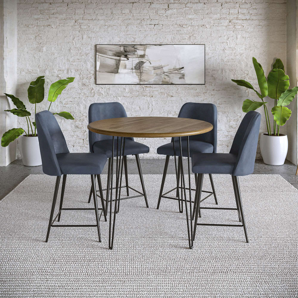 Jofran - Maddox Mid-Century Modern Faux Leather Upholstered Counter Height Barstool (Set of 2) Blueberry - 2271-MADDOXSTBLB view 4