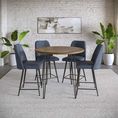 Jofran - Maddox Mid-Century Modern Faux Leather Upholstered Counter Height Barstool (Set of 2) Blueberry - 2271-MADDOXSTBLB view 4