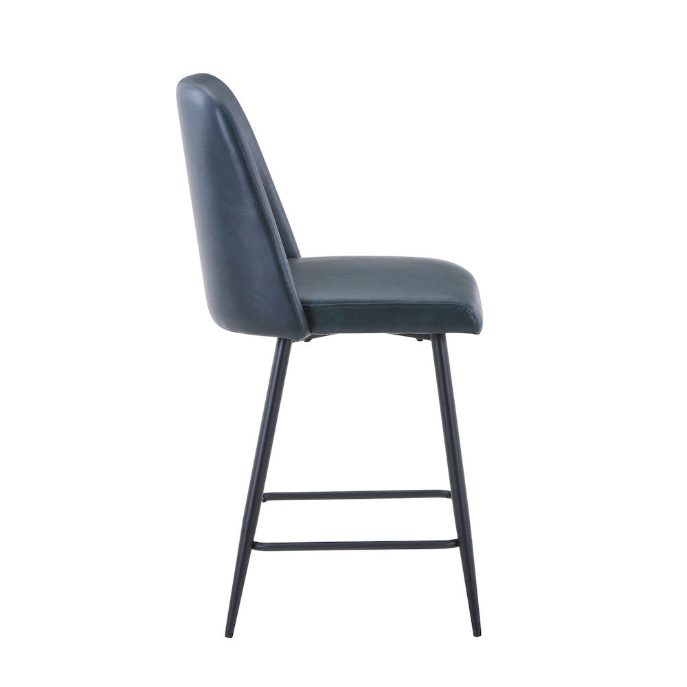 Jofran - Maddox Mid-Century Modern Faux Leather Upholstered Counter Height Barstool (Set of 2) Blueberry - 2271-MADDOXSTBLB view 6