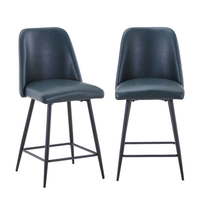 Jofran - Maddox Mid-Century Modern Faux Leather Upholstered Counter Height Barstool (Set of 2) Blueberry - 2271-MADDOXSTBLB view 7