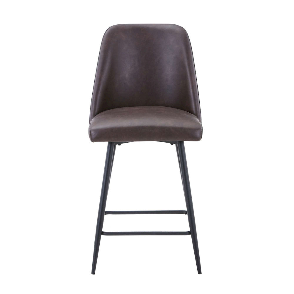 Jofran - Maddox Mid-Century Modern Faux Leather Upholstered Counter Height Barstool (Set of 2) Dark Brown - 2271-MADDOXSTDBN view 1