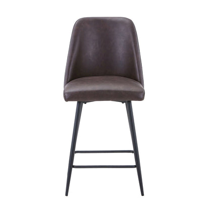 Jofran - Maddox Mid-Century Modern Faux Leather Upholstered Counter Height Barstool (Set of 2) Dark Brown - 2271-MADDOXSTDBN view 1
