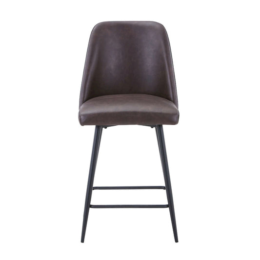 Jofran - Maddox Mid-Century Modern Faux Leather Upholstered Counter Height Barstool (Set of 2) Dark Brown - 2271-MADDOXSTDBN view 1