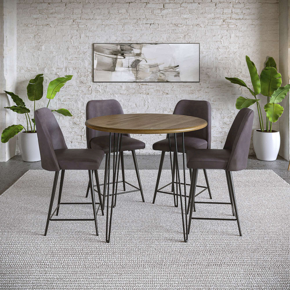 Jofran - Maddox Mid-Century Modern Faux Leather Upholstered Counter Height Barstool (Set of 2) Dark Brown - 2271-MADDOXSTDBN view 4