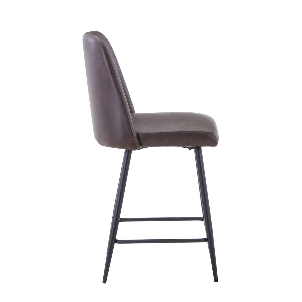 Jofran - Maddox Mid-Century Modern Faux Leather Upholstered Counter Height Barstool (Set of 2) Dark Brown - 2271-MADDOXSTDBN view 6