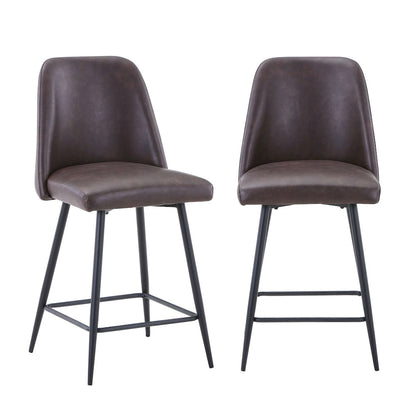 Jofran - Maddox Mid-Century Modern Faux Leather Upholstered Counter Height Barstool (Set of 2) Dark Brown - 2271-MADDOXSTDBN view 7
