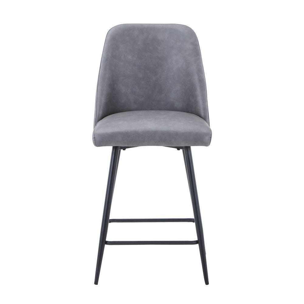 Jofran - Maddox Mid-Century Modern Faux Leather Upholstered Counter Height Barstool (Set of 2) Grey - 2271-MADDOXSTGRY view 1