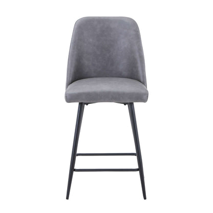 Jofran - Maddox Mid-Century Modern Faux Leather Upholstered Counter Height Barstool (Set of 2) Grey - 2271-MADDOXSTGRY view 1