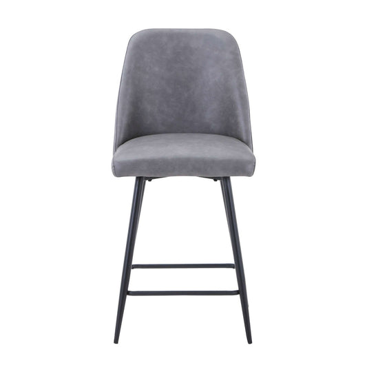 Jofran - Maddox Mid-Century Modern Faux Leather Upholstered Counter Height Barstool (Set of 2) Grey - 2271-MADDOXSTGRY view 1
