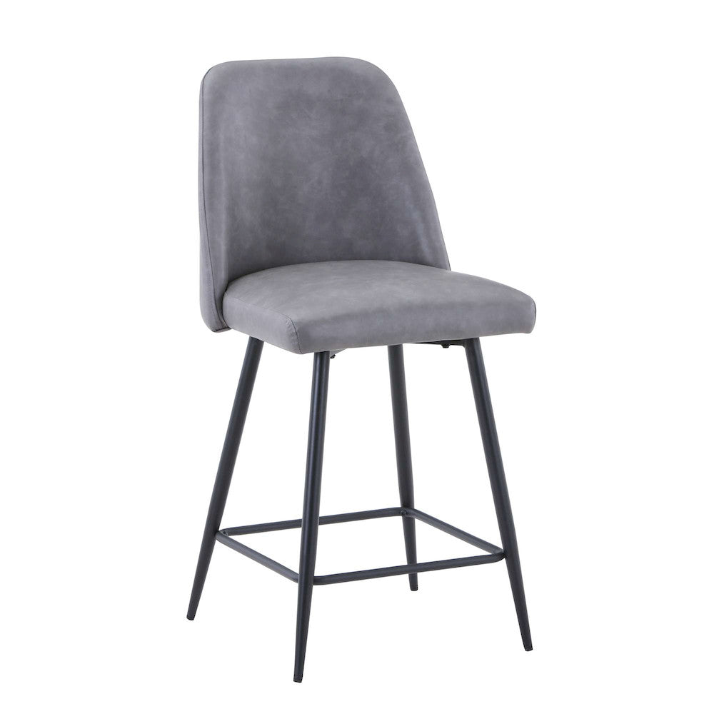 Jofran - Maddox Mid-Century Modern Faux Leather Upholstered Counter Height Barstool (Set of 2) Grey - 2271-MADDOXSTGRY view 2