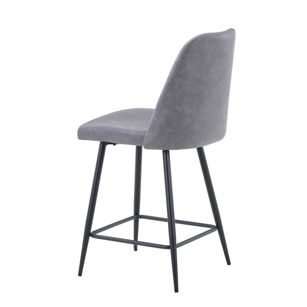Jofran - Maddox Mid-Century Modern Faux Leather Upholstered Counter Height Barstool (Set of 2) Grey - 2271-MADDOXSTGRY view 3