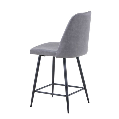 Jofran - Maddox Mid-Century Modern Faux Leather Upholstered Counter Height Barstool (Set of 2) Grey - 2271-MADDOXSTGRY view 3