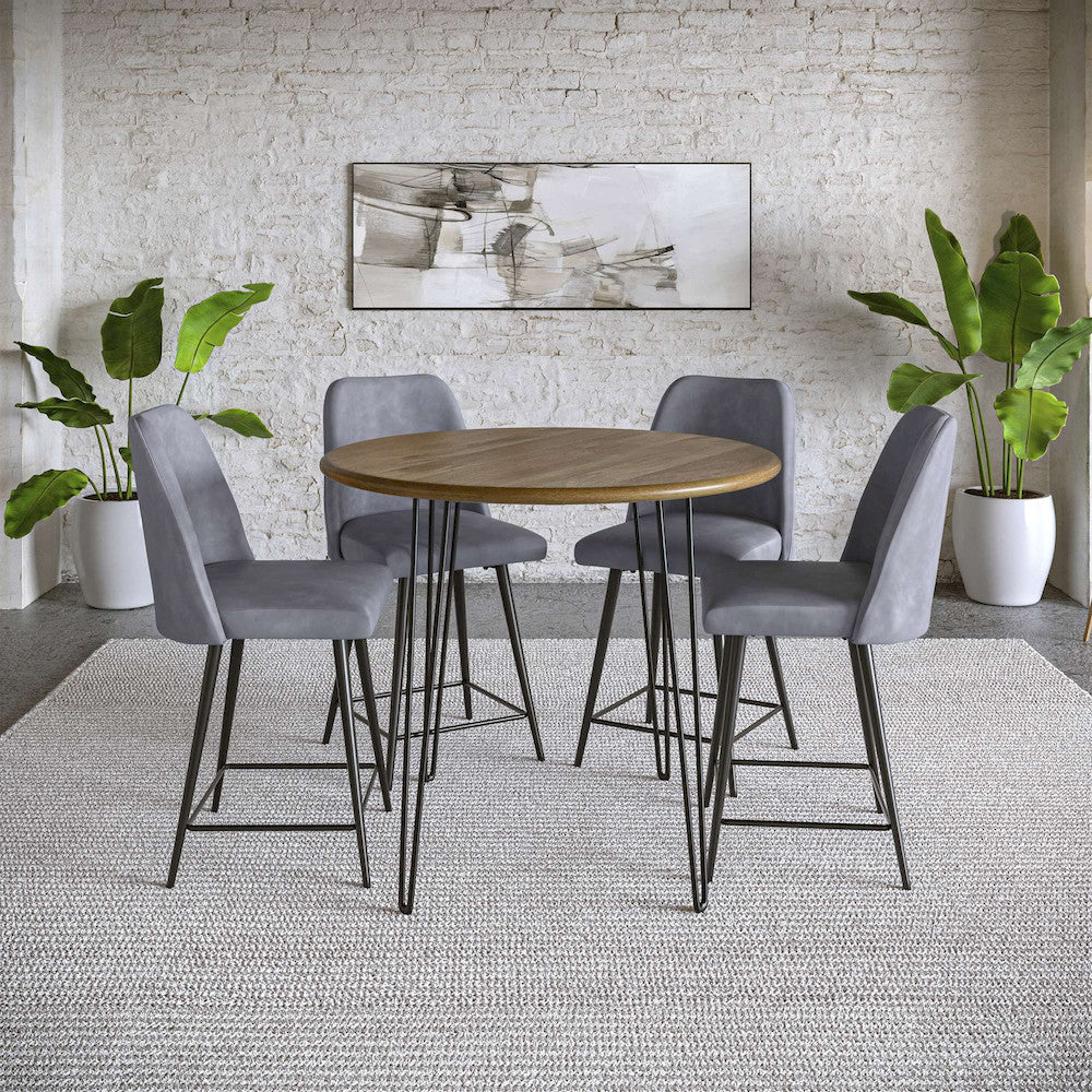 Jofran - Maddox Mid-Century Modern Faux Leather Upholstered Counter Height Barstool (Set of 2) Grey - 2271-MADDOXSTGRY view 4