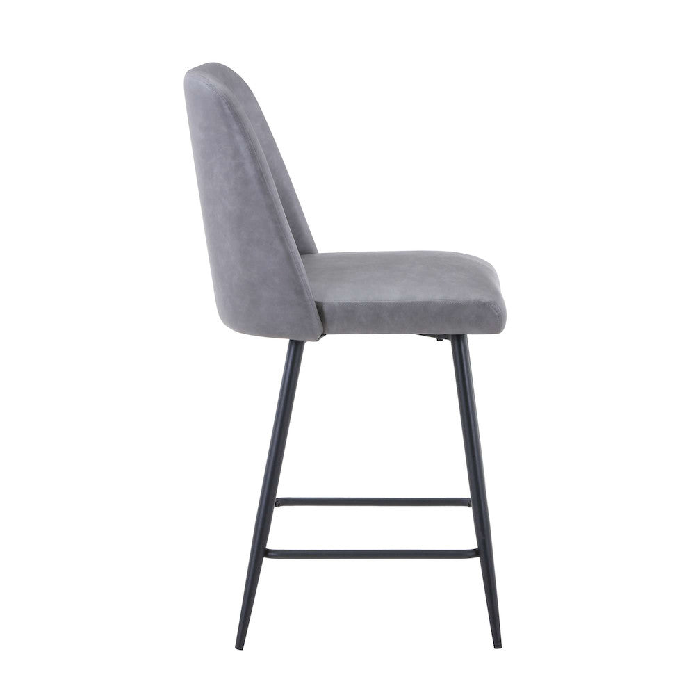 Jofran - Maddox Mid-Century Modern Faux Leather Upholstered Counter Height Barstool (Set of 2) Grey - 2271-MADDOXSTGRY view 6