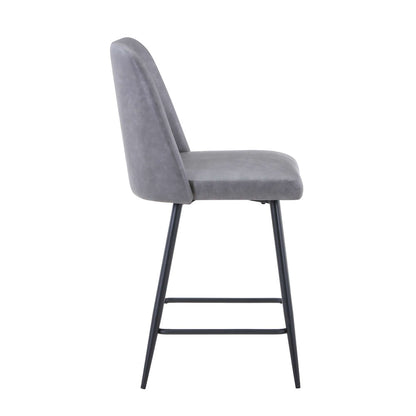 Jofran - Maddox Mid-Century Modern Faux Leather Upholstered Counter Height Barstool (Set of 2) Grey - 2271-MADDOXSTGRY view 6