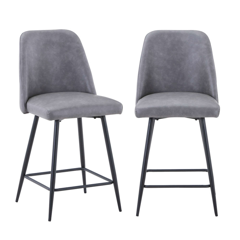 Jofran - Maddox Mid-Century Modern Faux Leather Upholstered Counter Height Barstool (Set of 2) Grey - 2271-MADDOXSTGRY view 7