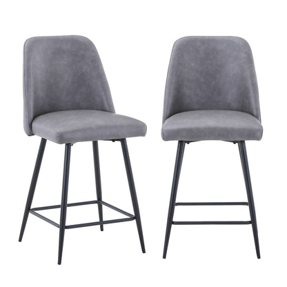Jofran - Maddox Mid-Century Modern Faux Leather Upholstered Counter Height Barstool (Set of 2) Grey - 2271-MADDOXSTGRY view 7