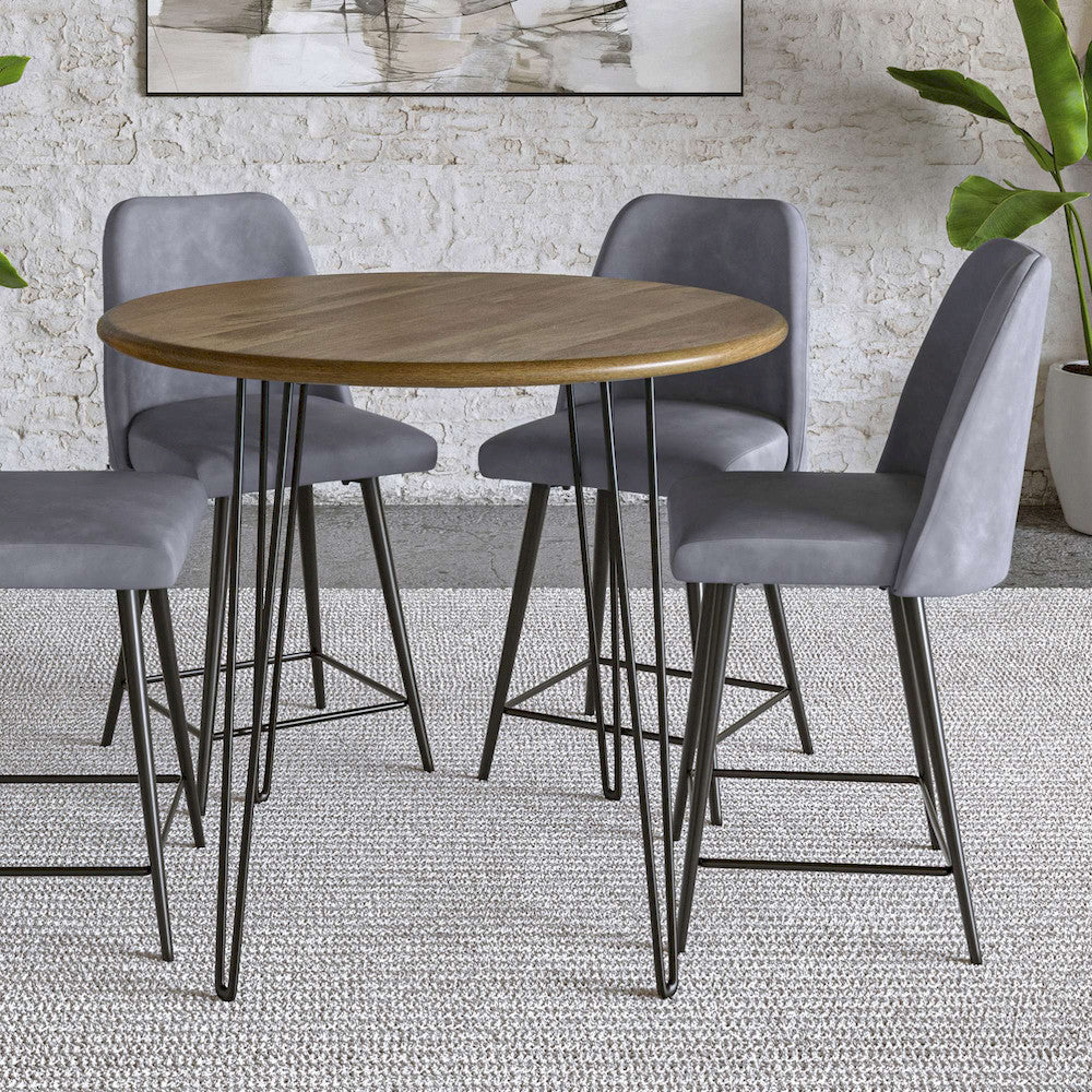 Jofran - Maddox Mid-Century Modern Faux Leather Upholstered Counter Height Barstool (Set of 2) Grey - 2271-MADDOXSTGRY view 8