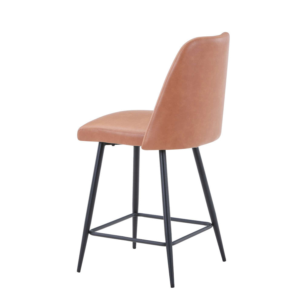 Jofran - Maddox Mid-Century Modern Faux Leather Upholstered Counter Height Barstool (Set of 2) Light Brown - 2271-MADDOXSTLBN view 3