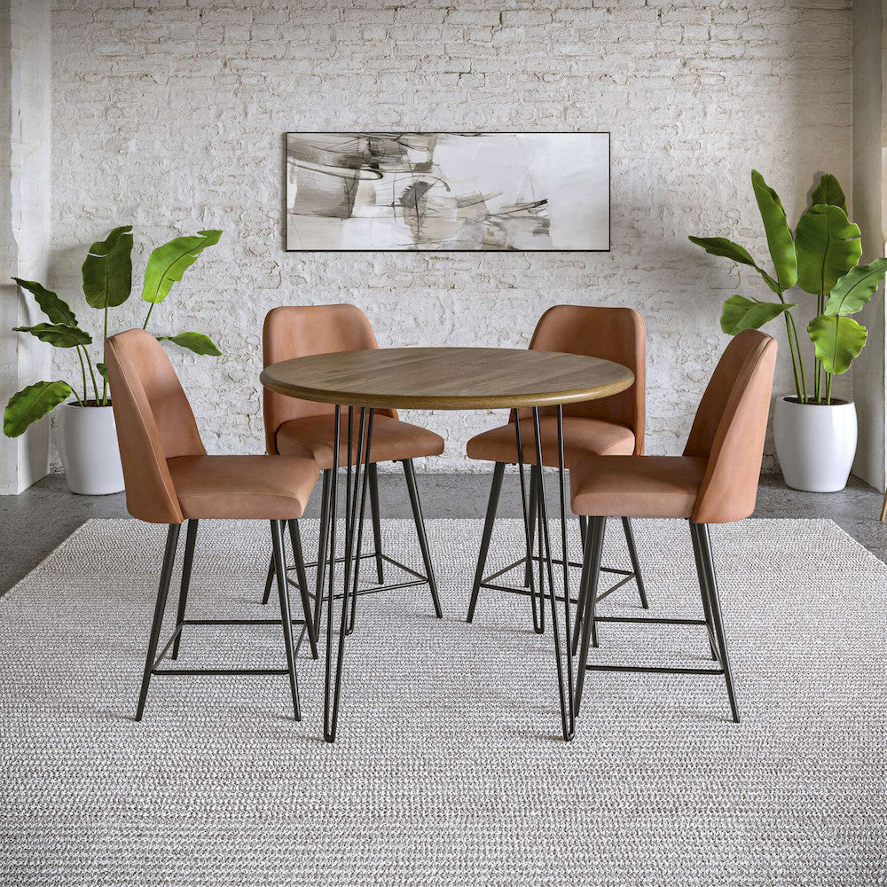 Jofran - Maddox Mid-Century Modern Faux Leather Upholstered Counter Height Barstool (Set of 2) Light Brown - 2271-MADDOXSTLBN view 4