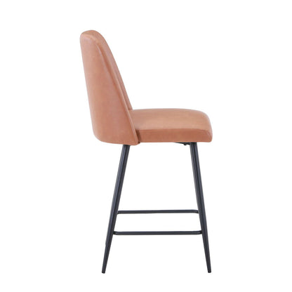 Jofran - Maddox Mid-Century Modern Faux Leather Upholstered Counter Height Barstool (Set of 2) Light Brown - 2271-MADDOXSTLBN view 6