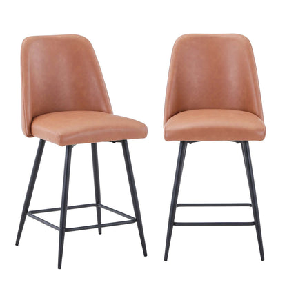 Jofran - Maddox Mid-Century Modern Faux Leather Upholstered Counter Height Barstool (Set of 2) Light Brown - 2271-MADDOXSTLBN view 7