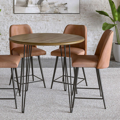 Jofran - Maddox Mid-Century Modern Faux Leather Upholstered Counter Height Barstool (Set of 2) Light Brown - 2271-MADDOXSTLBN view 8