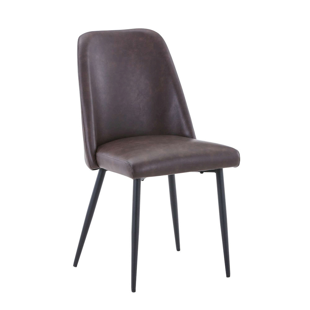 Jofran - Maddox Mid-Century Modern Faux Leather Upholstered Dining Chair (Set of 2) Dark Brown - 2271-MADDOXCHDBN view 2