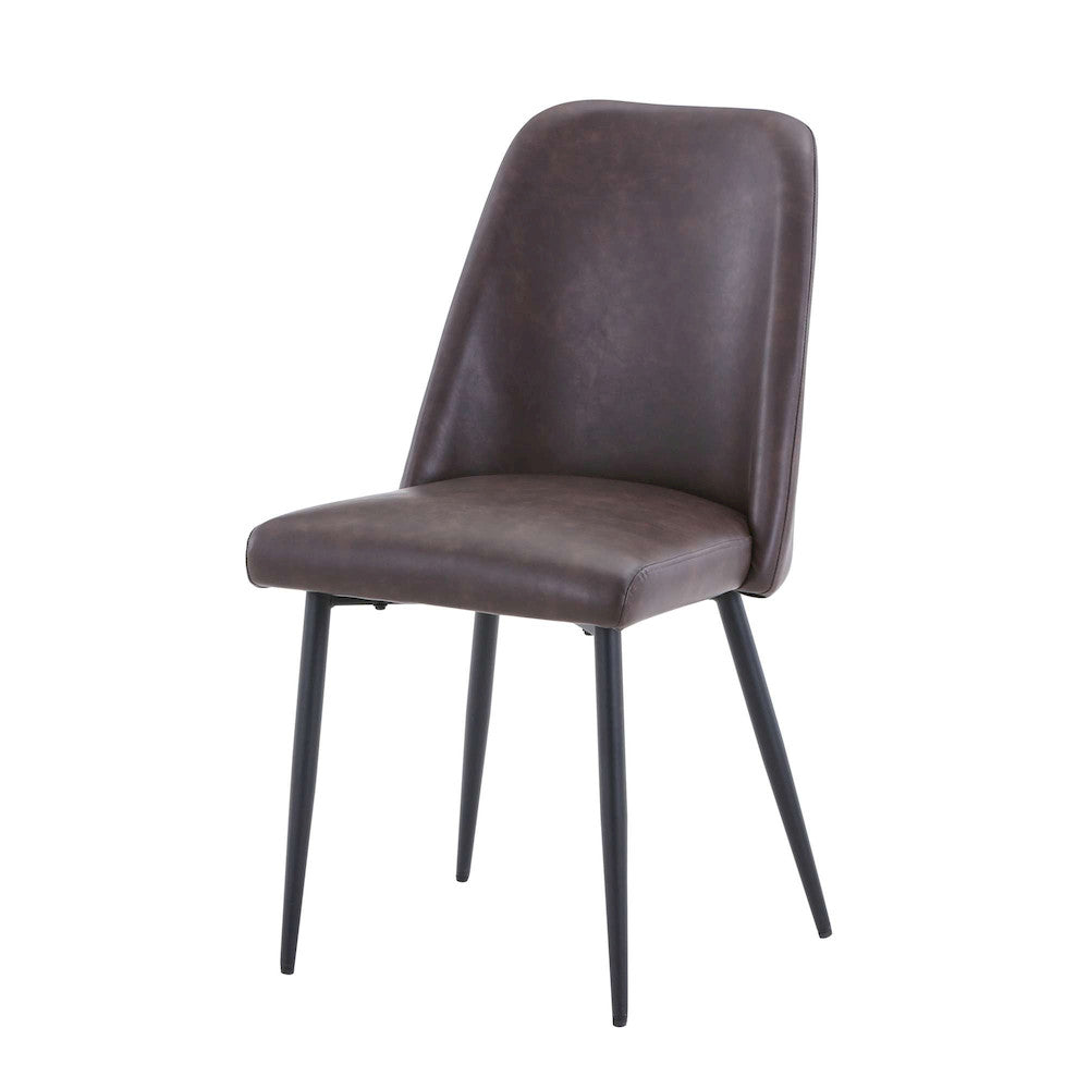Jofran - Maddox Mid-Century Modern Faux Leather Upholstered Dining Chair (Set of 2) Dark Brown - 2271-MADDOXCHDBN view 3