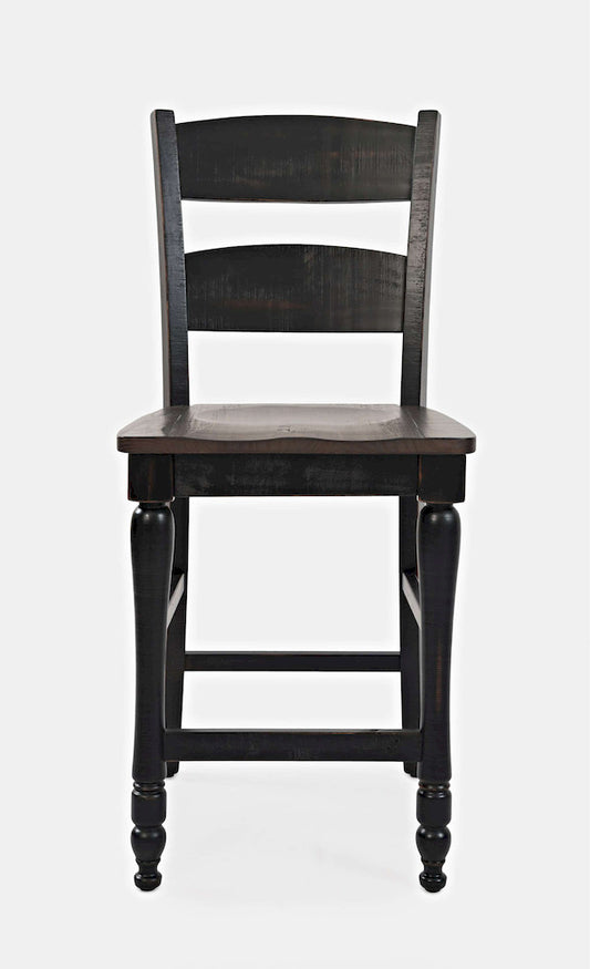 Jofran - Madison County Ladderback Counter Stool in Vintage Black (Set of 2) - 1702-BS401KD view 1