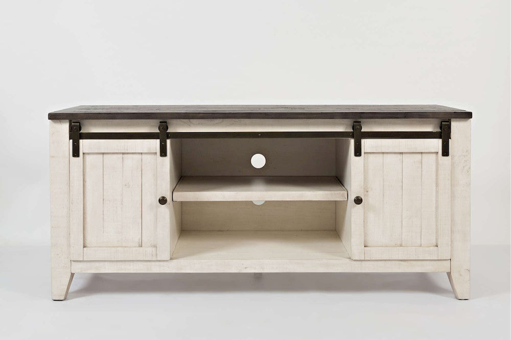 Jofran - Madison County Reclaimed Pine 60in Console with gliding Barn Door - Vintage White - 1706-60 view 1