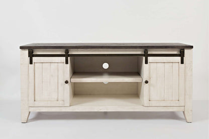 Jofran - Madison County Reclaimed Pine 60in Console with gliding Barn Door - Vintage White - 1706-60 view 1