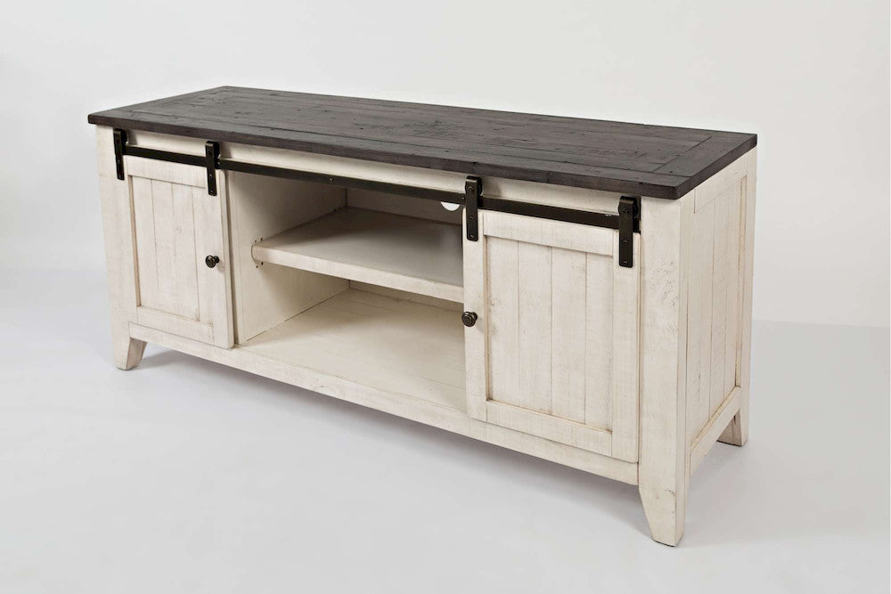 Jofran - Madison County Reclaimed Pine 60in Console with gliding Barn Door - Vintage White - 1706-60 view 3