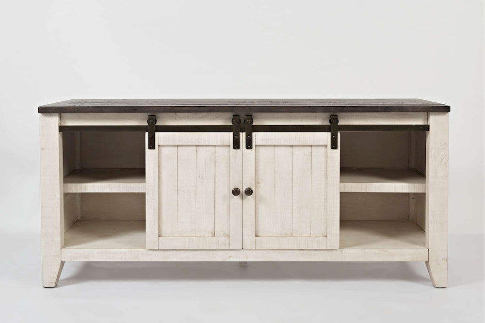 Jofran - Madison County Reclaimed Pine 60in Console with gliding Barn Door - Vintage White - 1706-60 view 6