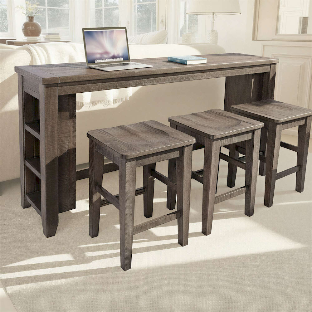 Jofran - Madison County Reclaimed Pine Console Table Set with 3 Stools - Barnwood Brown - 1700-78 view 11