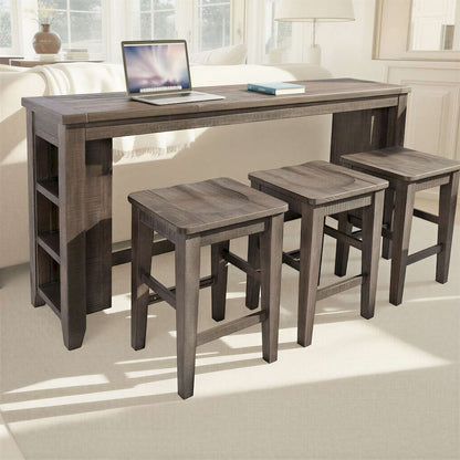 Jofran - Madison County Reclaimed Pine Console Table Set with 3 Stools - Barnwood Brown - 1700-78 view 11