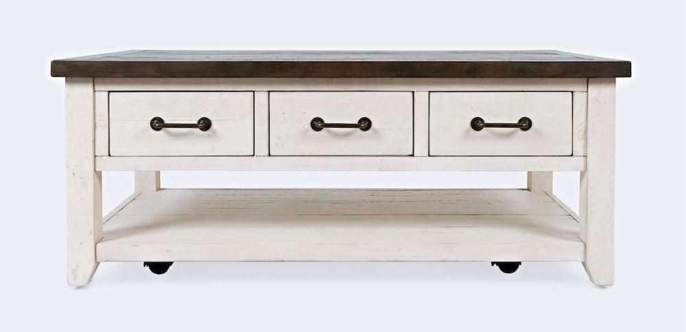 Jofran - Madison County Reclaimed Pine Harris 3 Drawer Cocktail Table - Vintage White - 1706-11 view 1