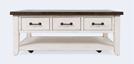 Jofran - Madison County Reclaimed Pine Harris 3 Drawer Cocktail Table - Vintage White - 1706-11 view 1