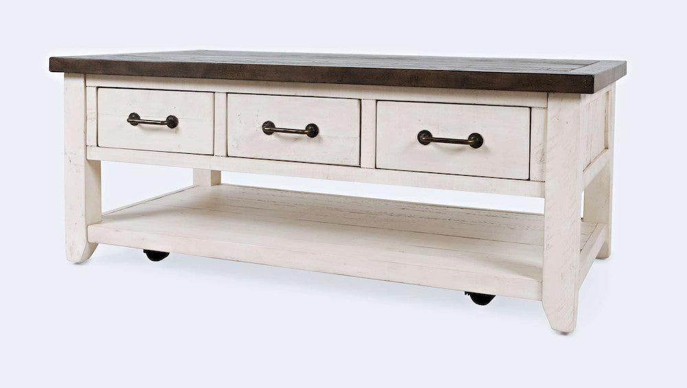 Jofran - Madison County Reclaimed Pine Harris 3 Drawer Cocktail Table - Vintage White - 1706-11 view 3