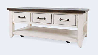 Jofran - Madison County Reclaimed Pine Harris 3 Drawer Cocktail Table - Vintage White - 1706-11 view 3