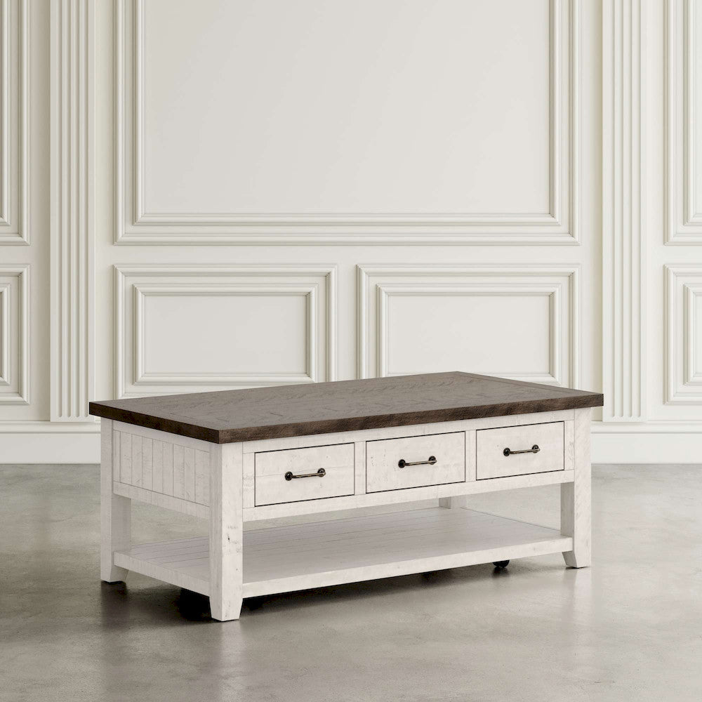 Jofran - Madison County Reclaimed Pine Harris 3 Drawer Cocktail Table - Vintage White - 1706-11 view 4